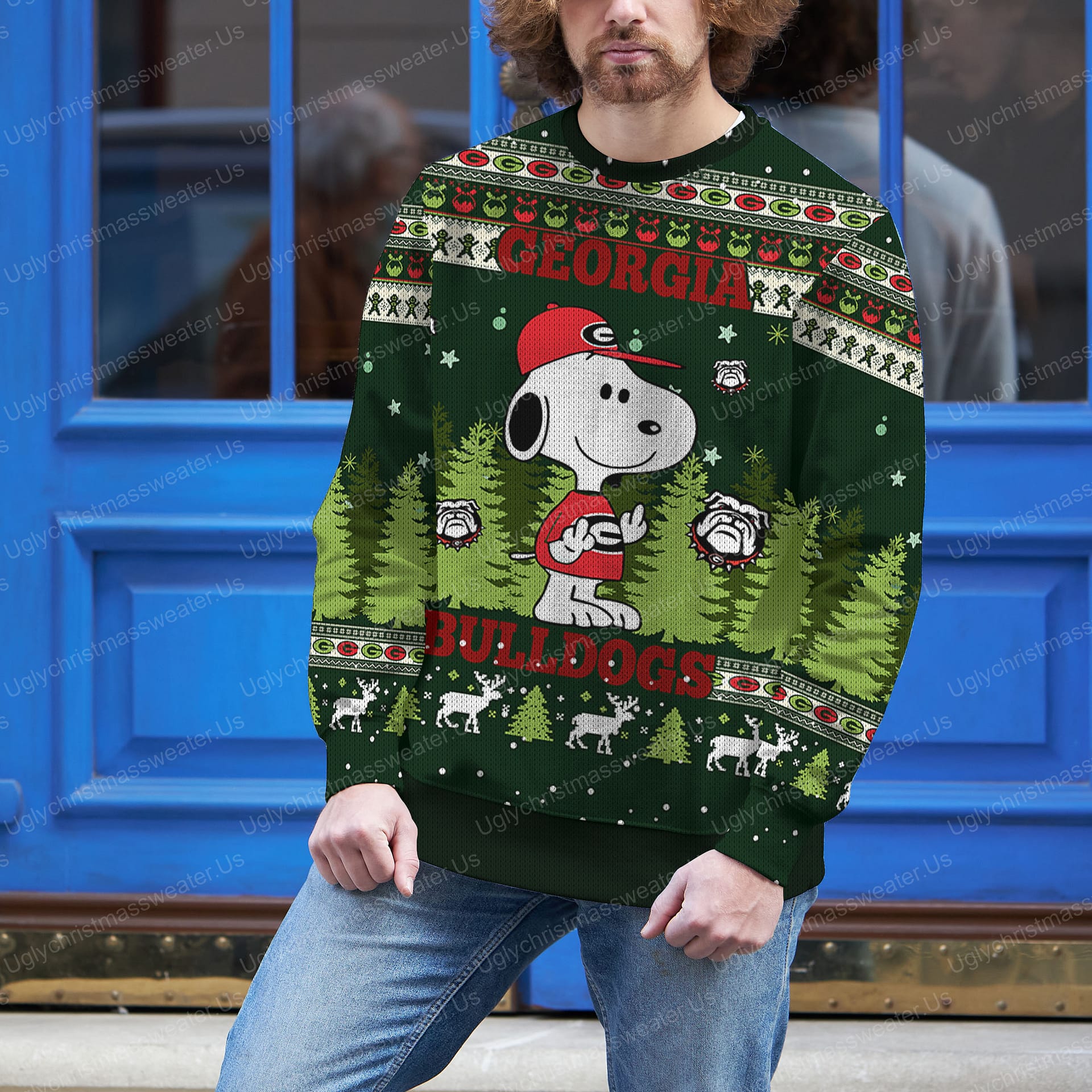 Georgia Bulldogs And Snoopy Ugly Sweater Black And Vibrant Green 3 Uglychristmassweater.us 2023