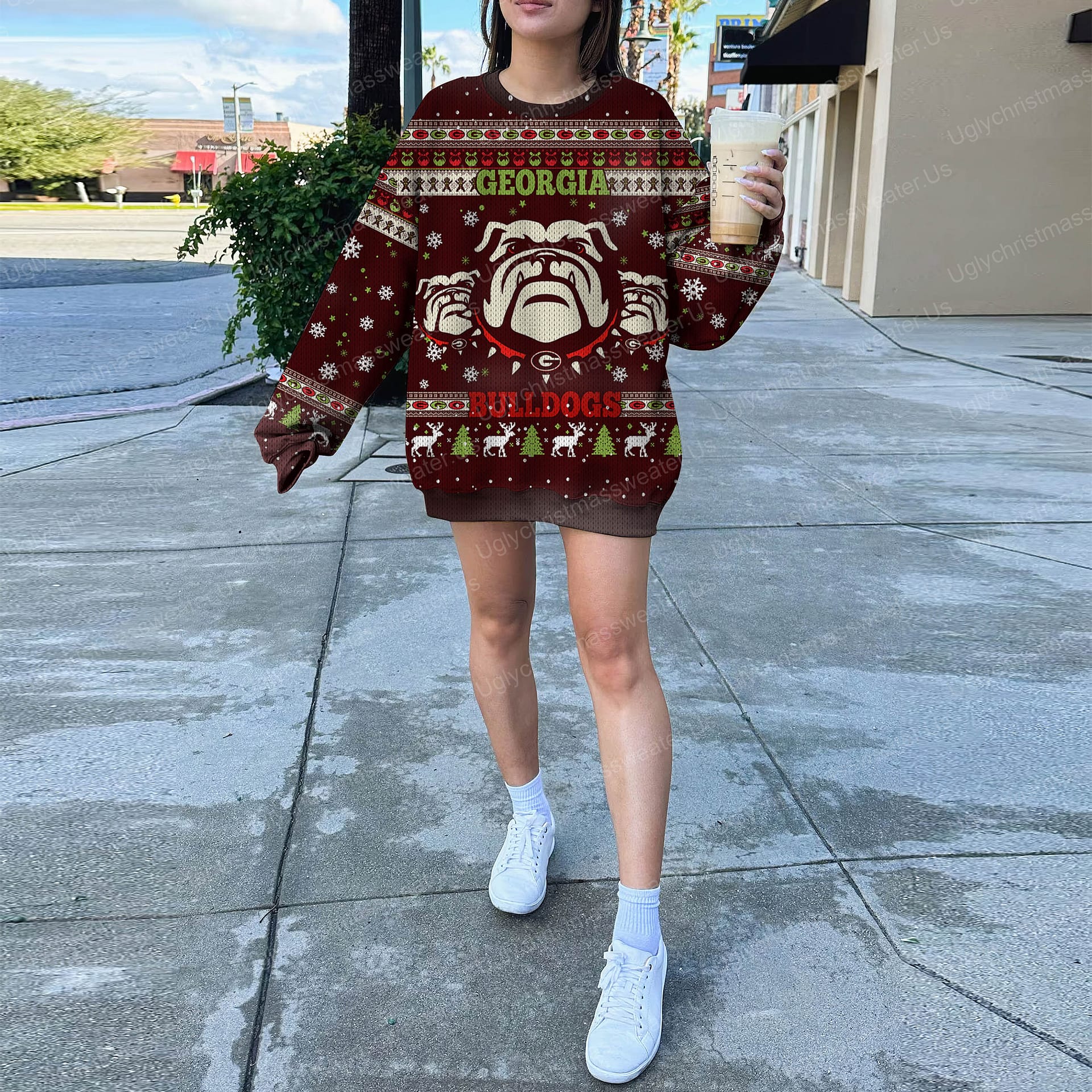 Pride Georgia Bulldogs Ugly Christmas Sweater Crimson Red And White 5 Uglychristmassweater.us 2023