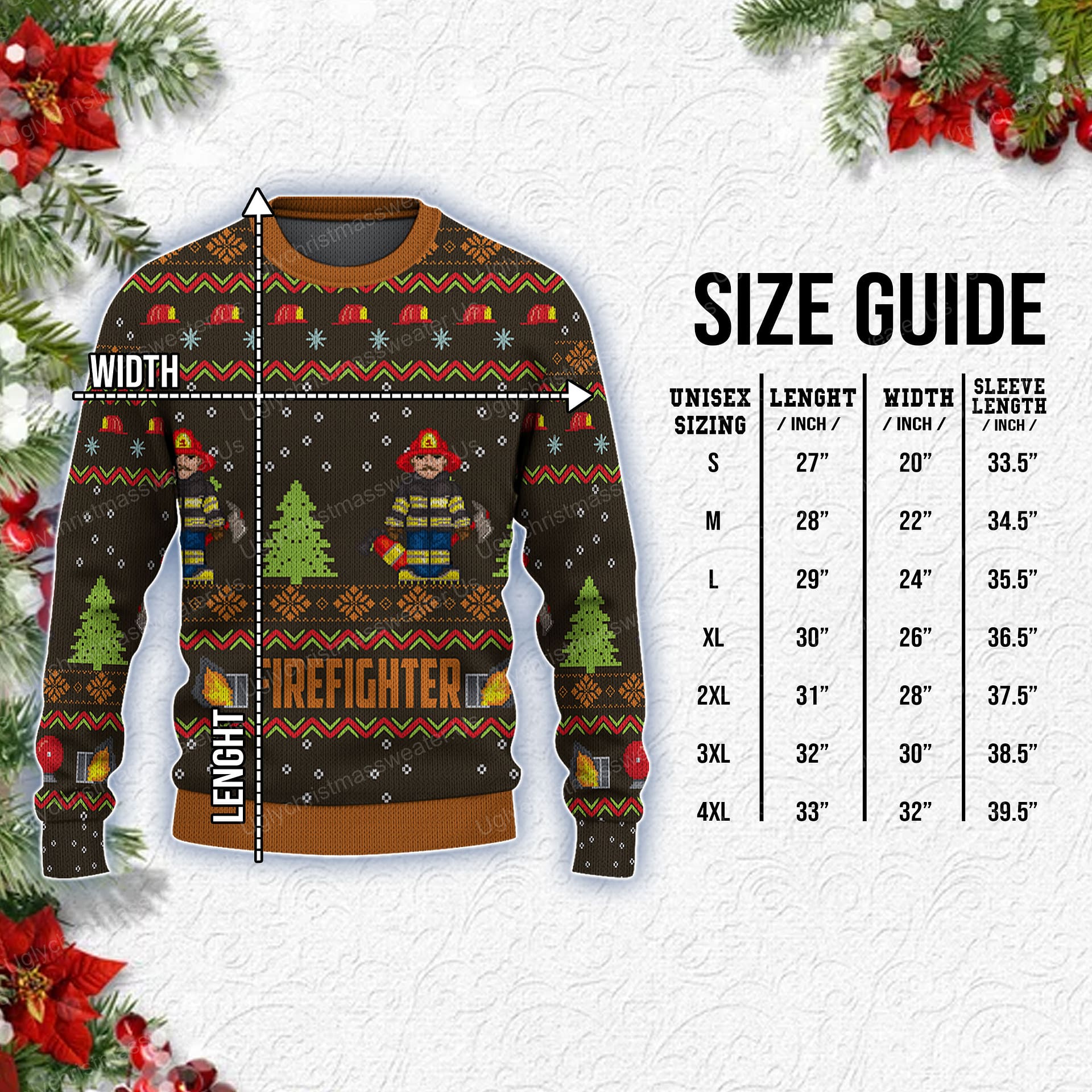Fire Fighters Brown And Orange Color Ugly Xmas Sweater 7 - Uglychristmassweater.us