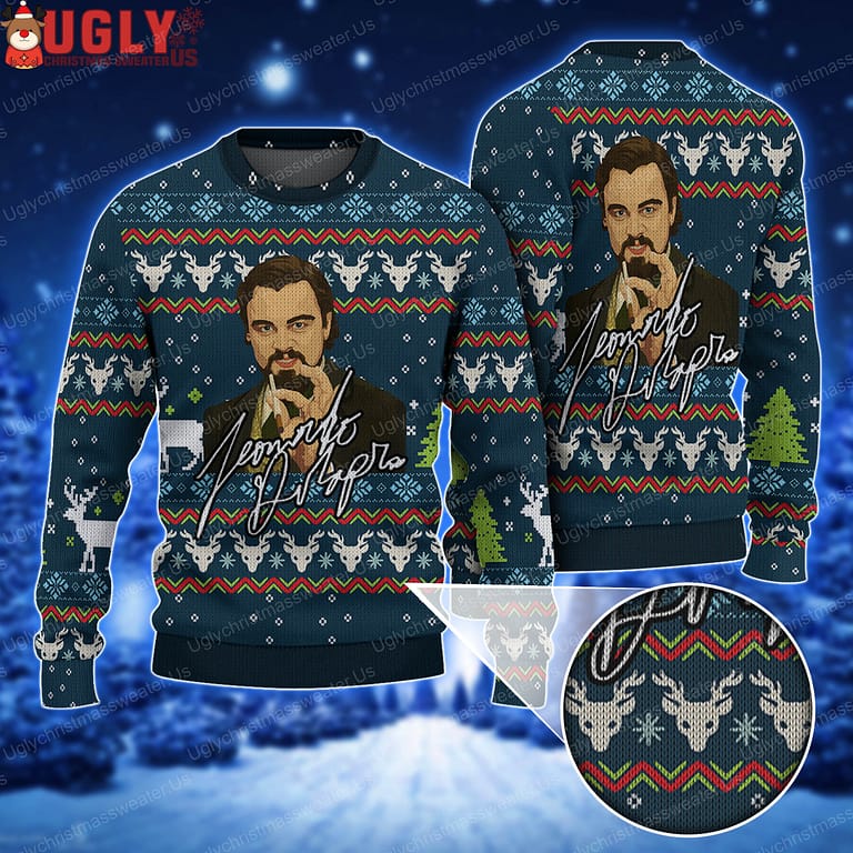 Leonardo DiCaprio Smoking Ugly Christmas Sweater
