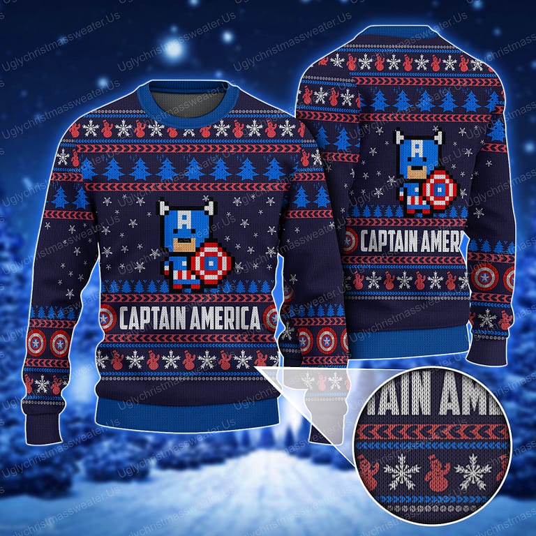 Captain America Lego Avengers Dark Purple Chirstmas Sweater Uglychristmassweater.us 2023