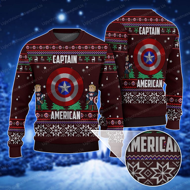 Lego Shield Marvel Captain America Holiday Sweater Uglychristmassweater.us 2023