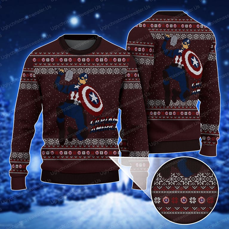 Marvel Legends Captain America Chirstmas Sweater Uglychristmassweater.us 2023