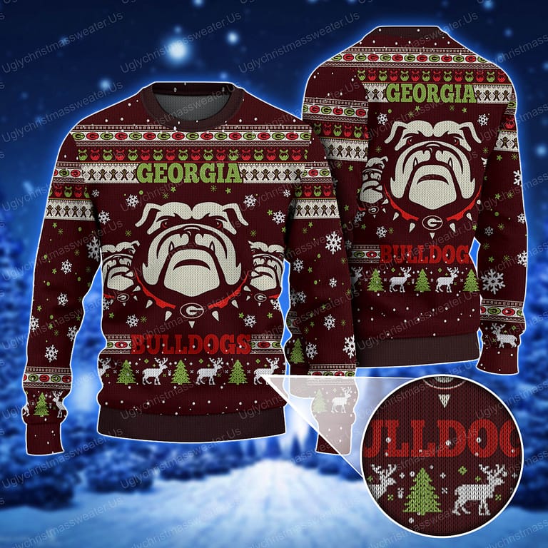 Pride Georgia Bulldogs Ugly Christmas Sweater Crimson Red And White Uglychristmassweater.us 2023