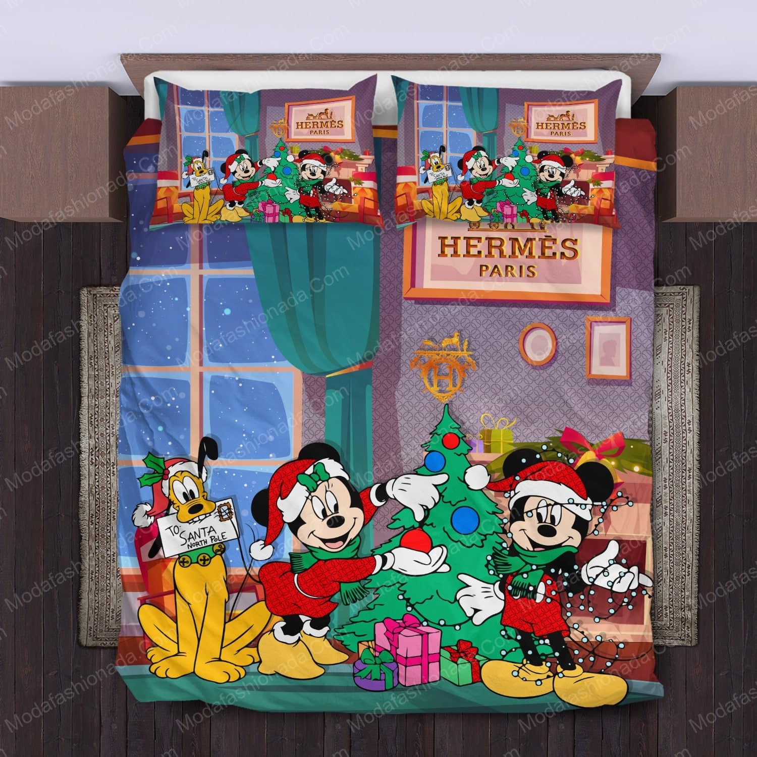 Mickey And Minnie Hermès Merry Christmas Bed Sets Bedding Sets - Modafashionada.Com Mickey And Minnie Hermès Merry Christmas Bed Sets Bedding Sets - Modafashionada.Com