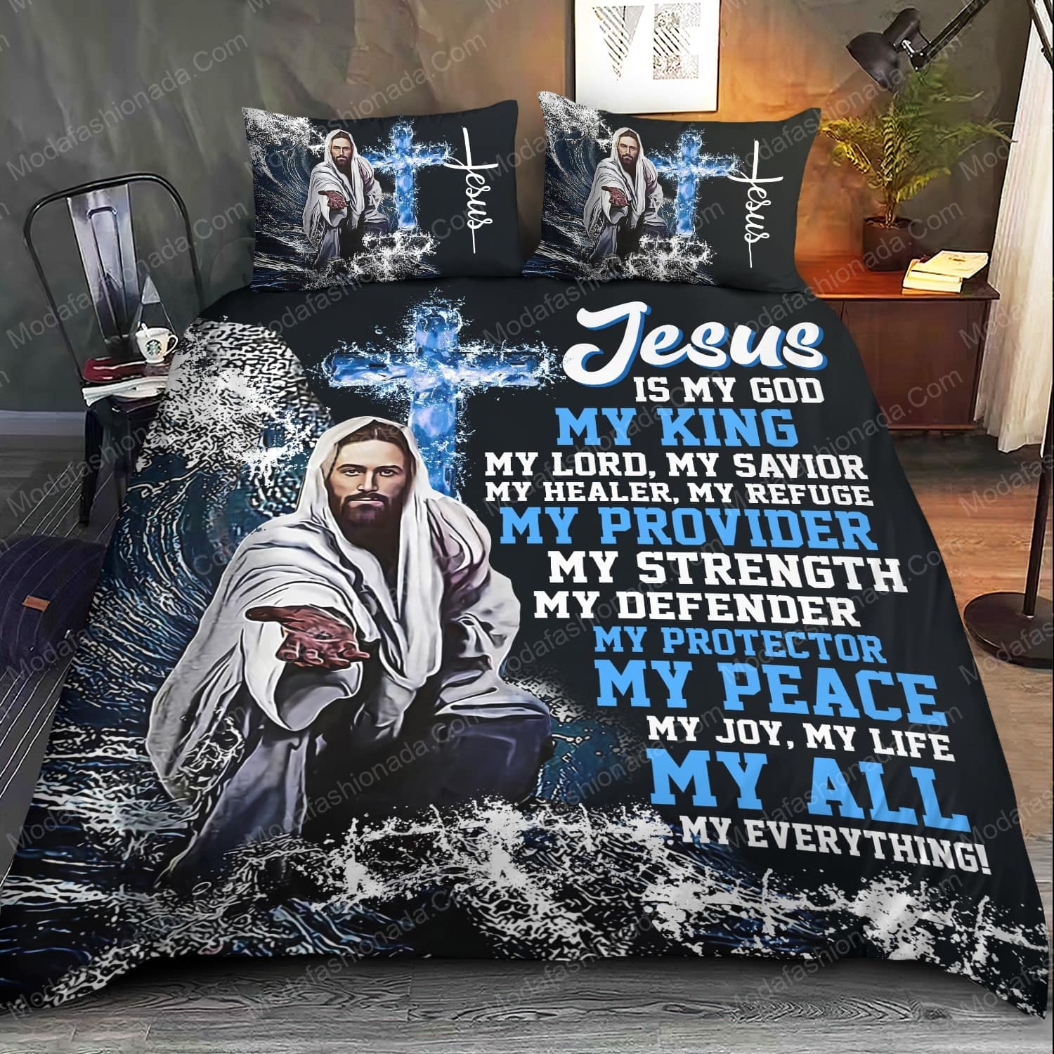 Jesus Is My God My King My Provider My Protector My Peace My All Bed Sets Bedding Sets - Modafashionada.Com Jesus Is My God My King My Provider My Protector My Peace My All Bed Sets Bedding Sets - Modafashionada.Com