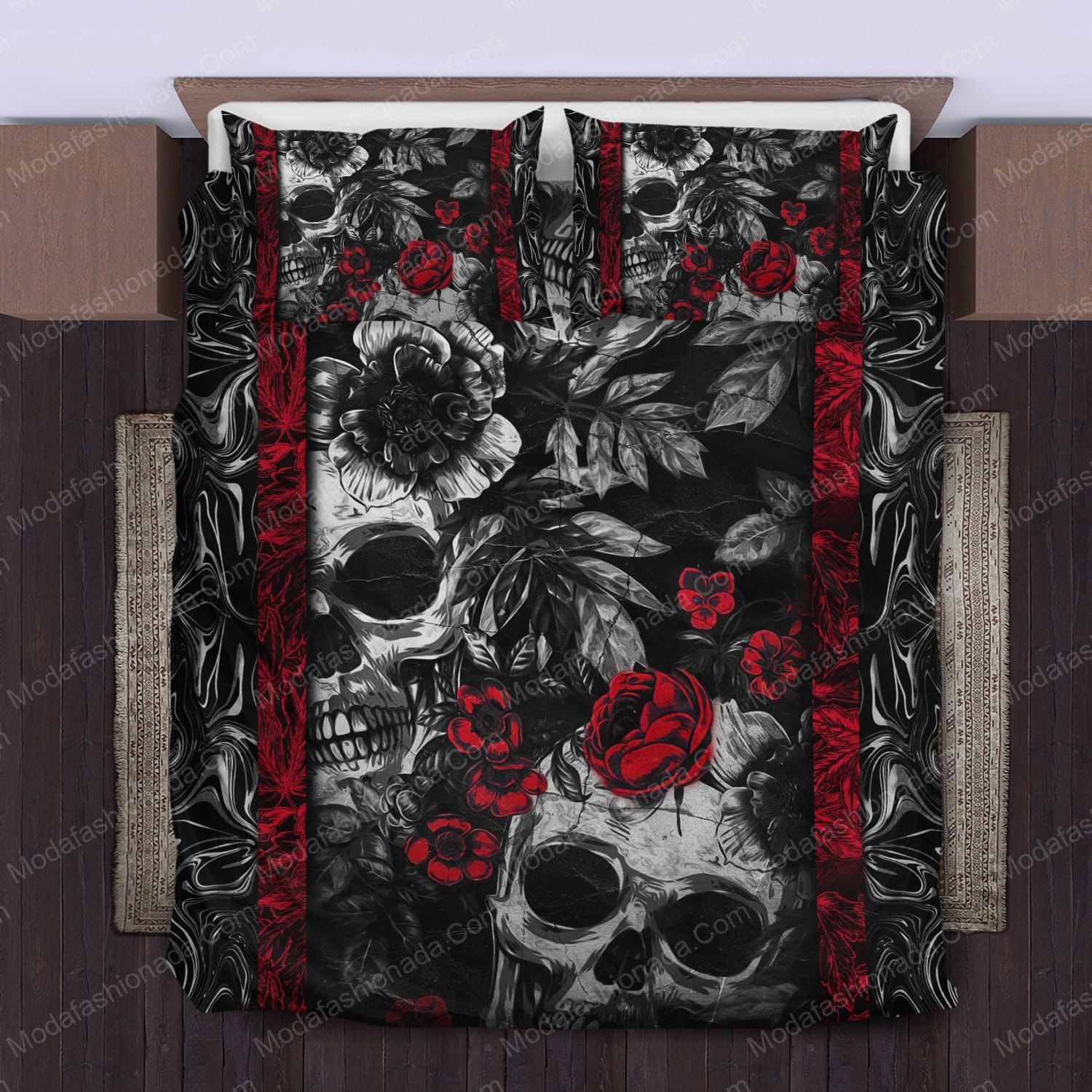 Skull Rose Black Halloween Bed Sets Bedding Sets - Modafashionada.Com Skull Rose Black Halloween Bed Sets Bedding Sets - Modafashionada.Com