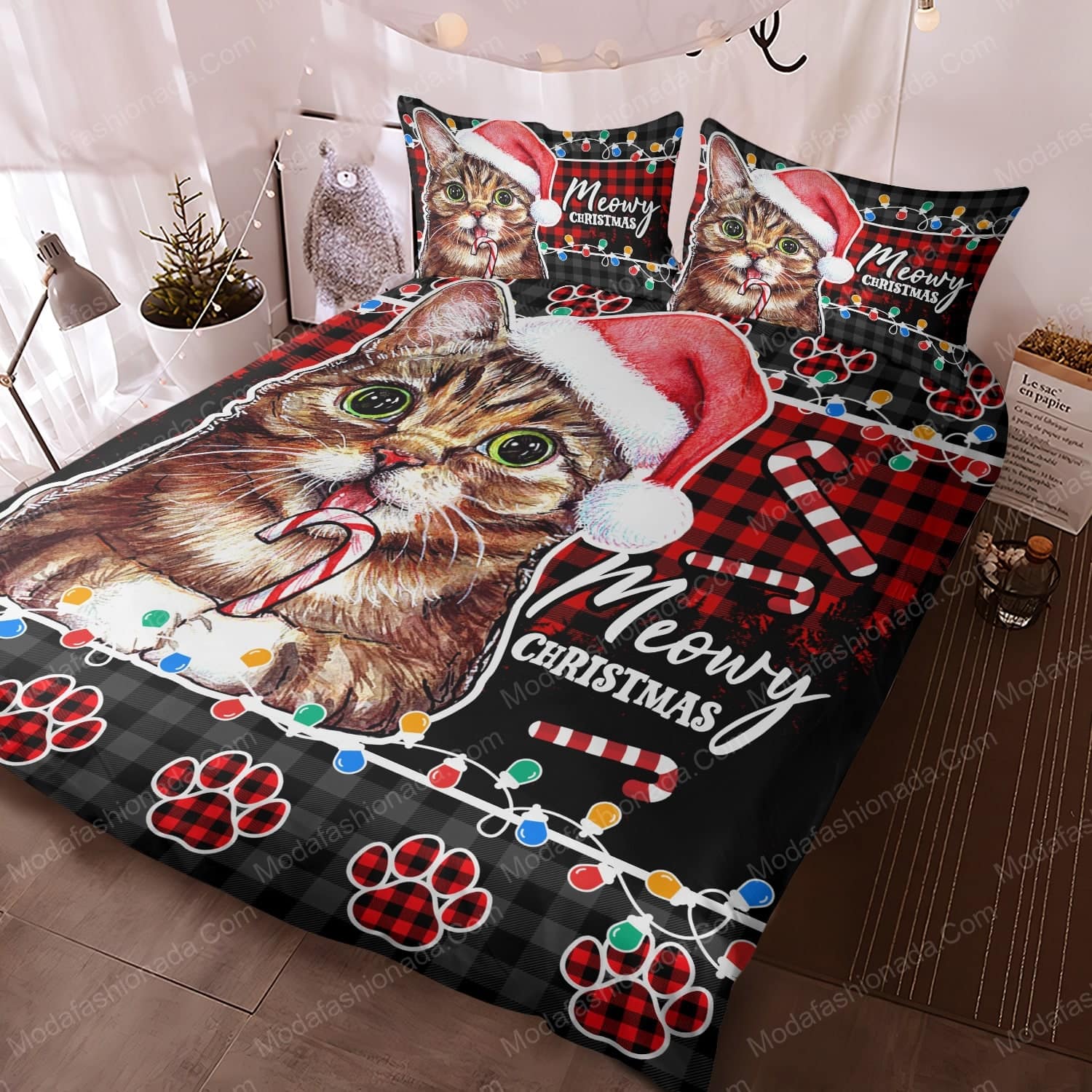 Lil Bub Cat Santa Christmas Bedding Sets - Modafashionada.Com Lil Bub Cat Santa Christmas Bedding Sets - Modafashionada.Com