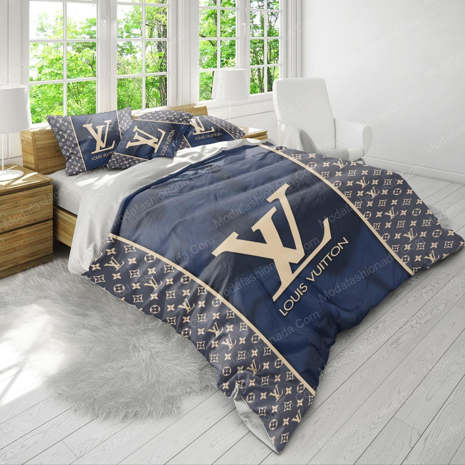 Navy Louis Vuitton Bed Set - Modafashionada.Com Navy Louis Vuitton Bed Set - Modafashionada.Com
