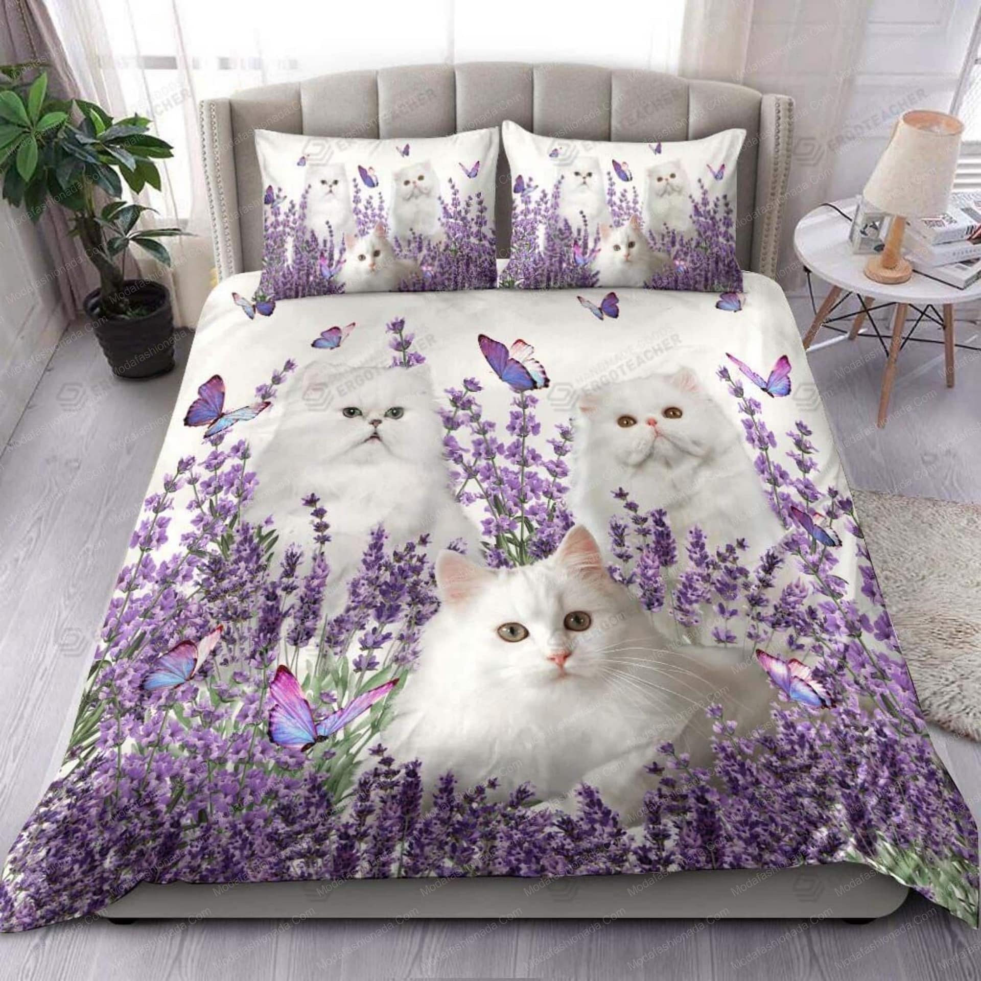 Lavender Flower And Persian Cat Animal 168 Bedding Set Lavender Flower And Persian Cat Animal 168 Bedding Set – Duvet Cover – 3D New Luxury – Twin Full Queen King Size Comforter Cover