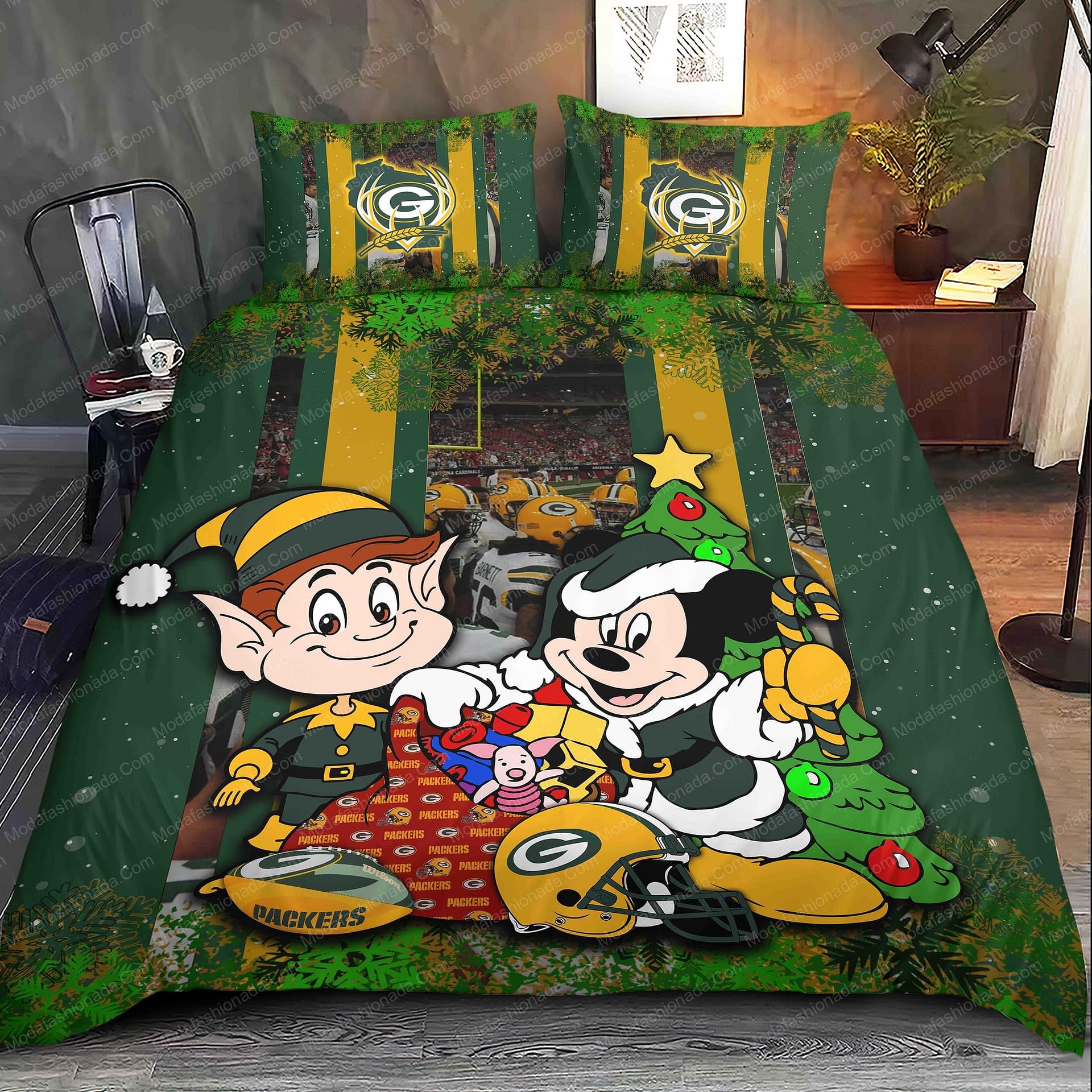 Mickey Mouse NFL Green Bay Packers Christmas Bedding Sets - Modafashionada.Com Mickey Mouse NFL Green Bay Packers Christmas Bedding Sets - Modafashionada.Com