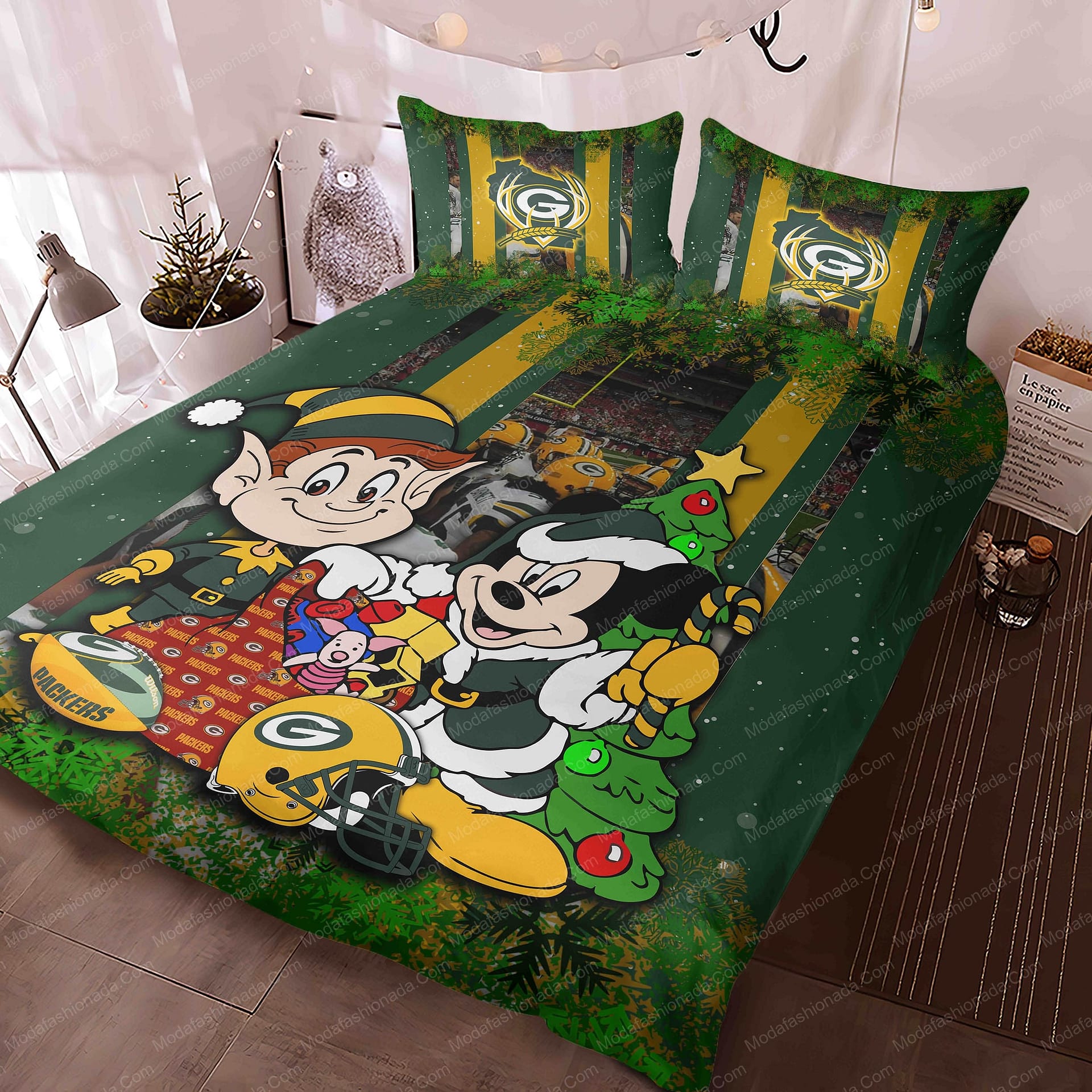 Mickey Mouse NFL Green Bay Packers Christmas Bedding Sets - Modafashionada.Com Mickey Mouse NFL Green Bay Packers Christmas Bedding Sets - Modafashionada.Com