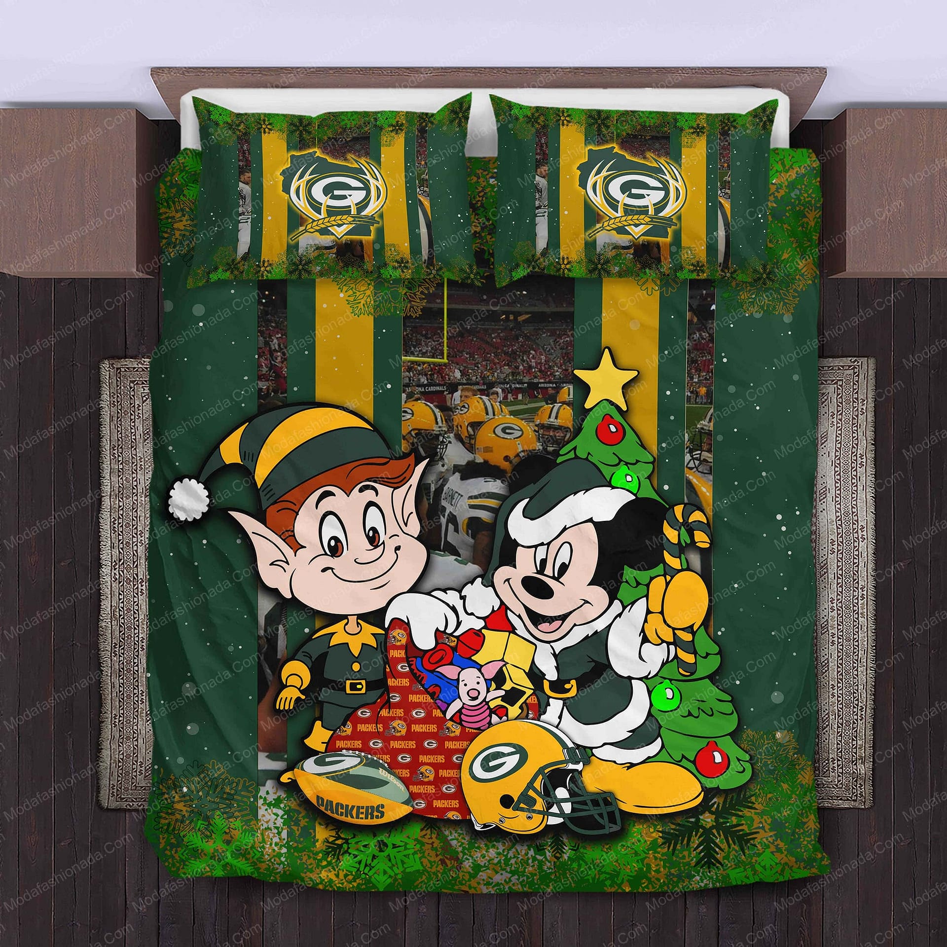 Mickey Mouse NFL Green Bay Packers Christmas Bedding Sets - Modafashionada.Com Mickey Mouse NFL Green Bay Packers Christmas Bedding Sets - Modafashionada.Com