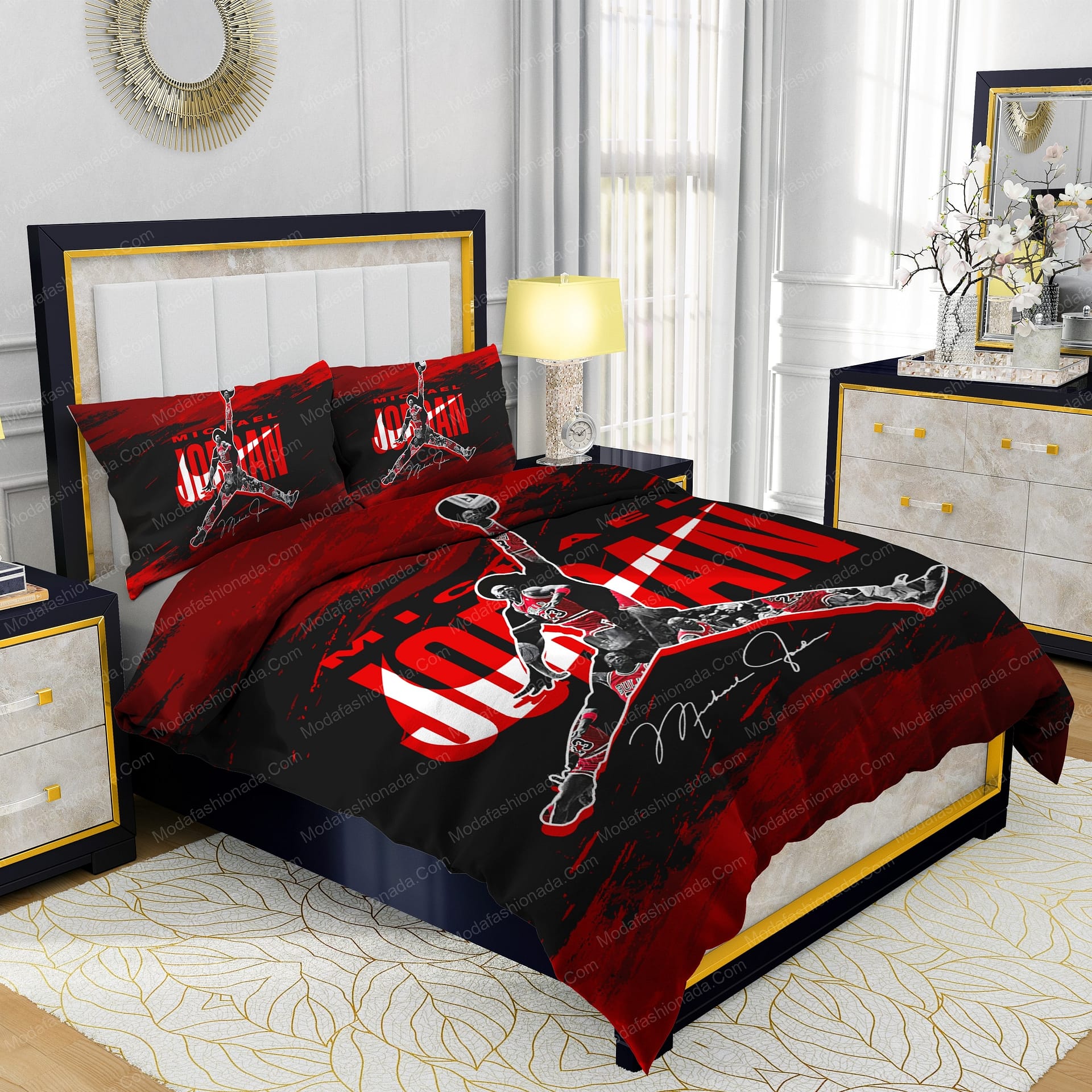 Michael Jordan Nike Red And Black Background Bedding Sets - Modafashionada.Com Michael Jordan Nike Red And Black Background Bedding Sets - Modafashionada.Com