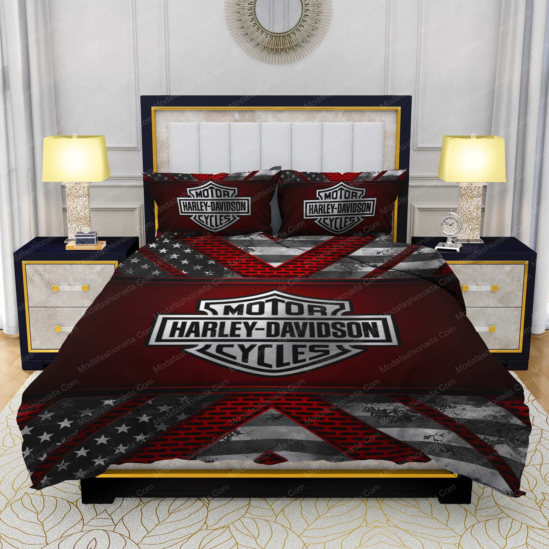 Harley-Davidson Abstract Red Background Bedding Sets - Modafashionada.Com Harley-Davidson Abstract Red Background Bedding Sets - Modafashionada.Com