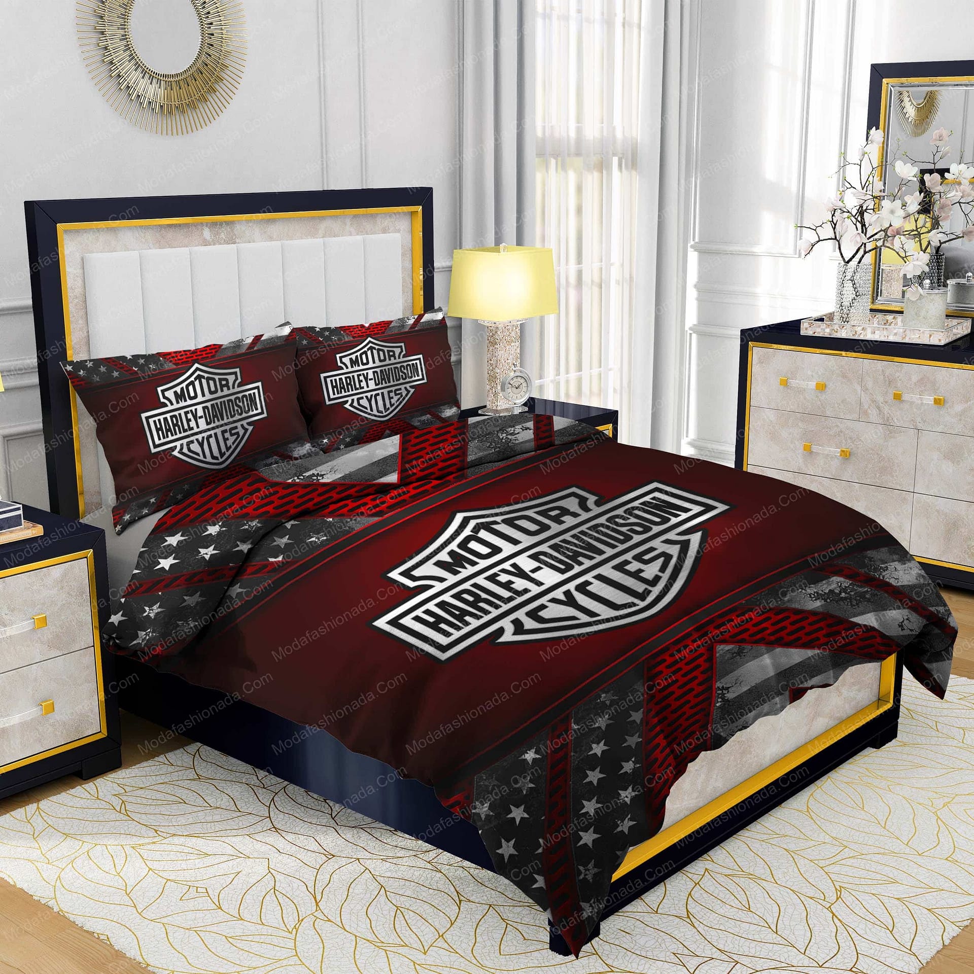Harley-Davidson Abstract Red Background Bedding Sets - Modafashionada.Com Harley-Davidson Abstract Red Background Bedding Sets - Modafashionada.Com