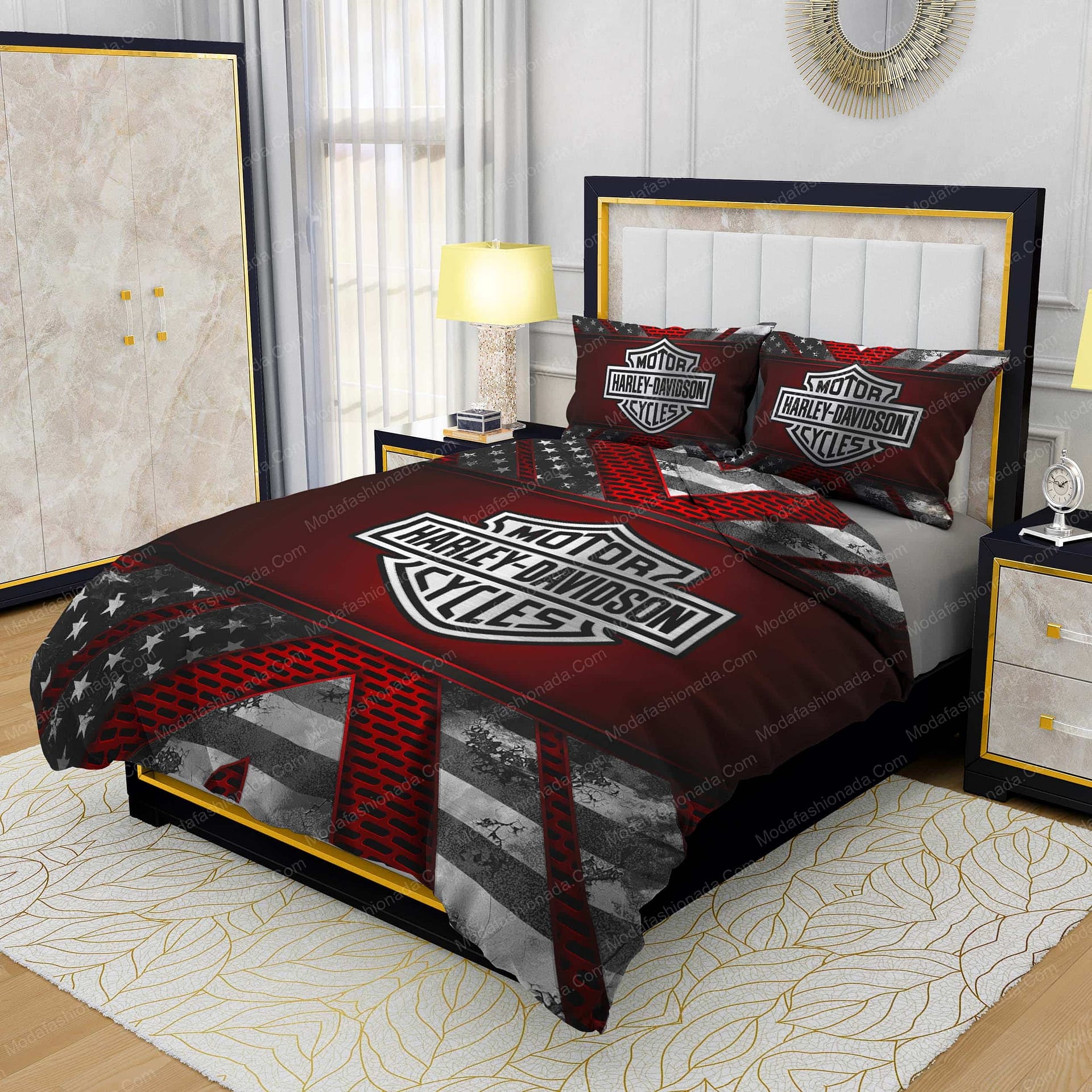 Harley-Davidson Abstract Red Background Bedding Sets - Modafashionada.Com Harley-Davidson Abstract Red Background Bedding Sets - Modafashionada.Com
