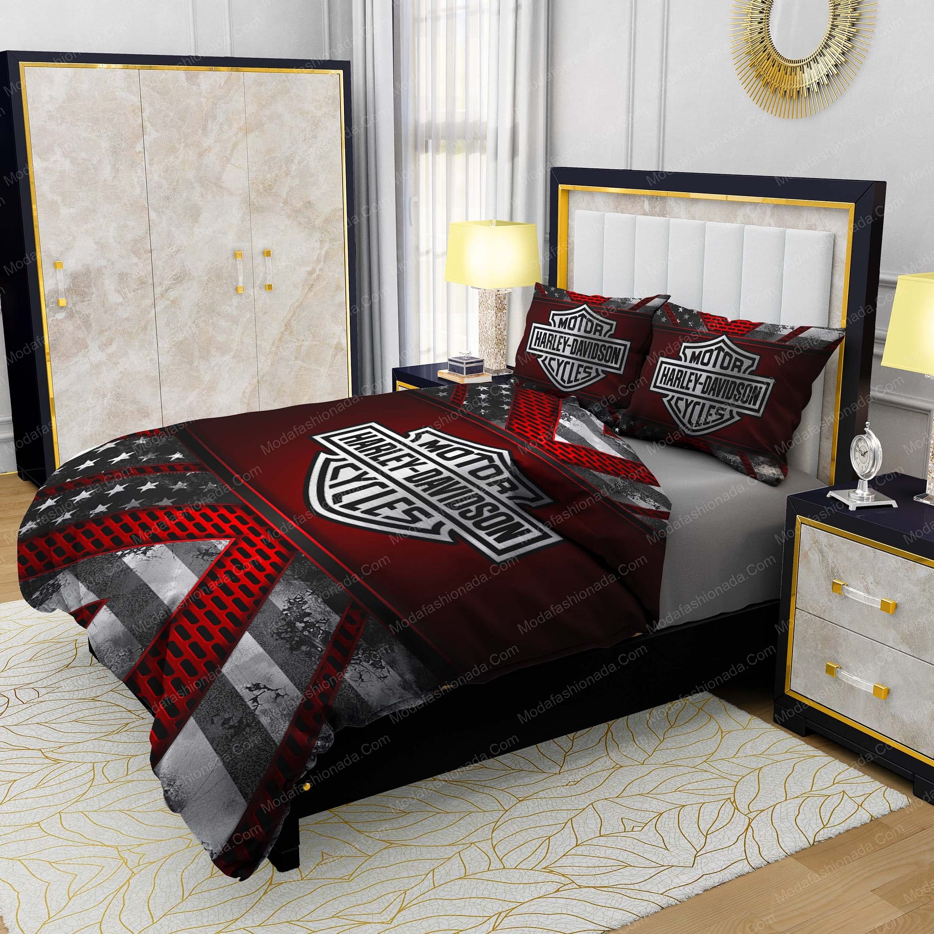 Harley-Davidson Abstract Red Background Bedding Sets - Modafashionada.Com Harley-Davidson Abstract Red Background Bedding Sets - Modafashionada.Com