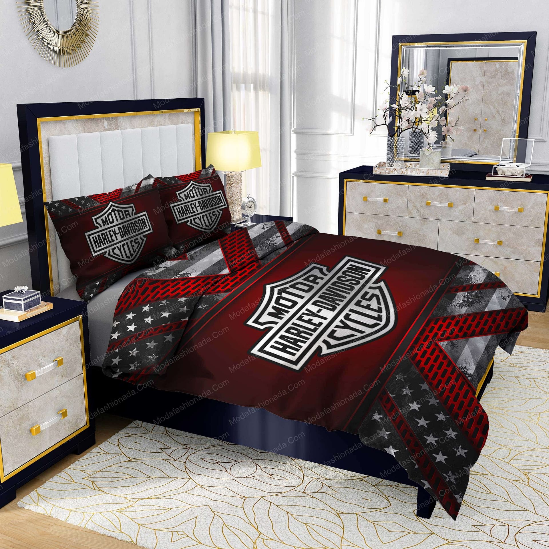 Harley-Davidson Abstract Red Background Bedding Sets - Modafashionada.Com Harley-Davidson Abstract Red Background Bedding Sets - Modafashionada.Com