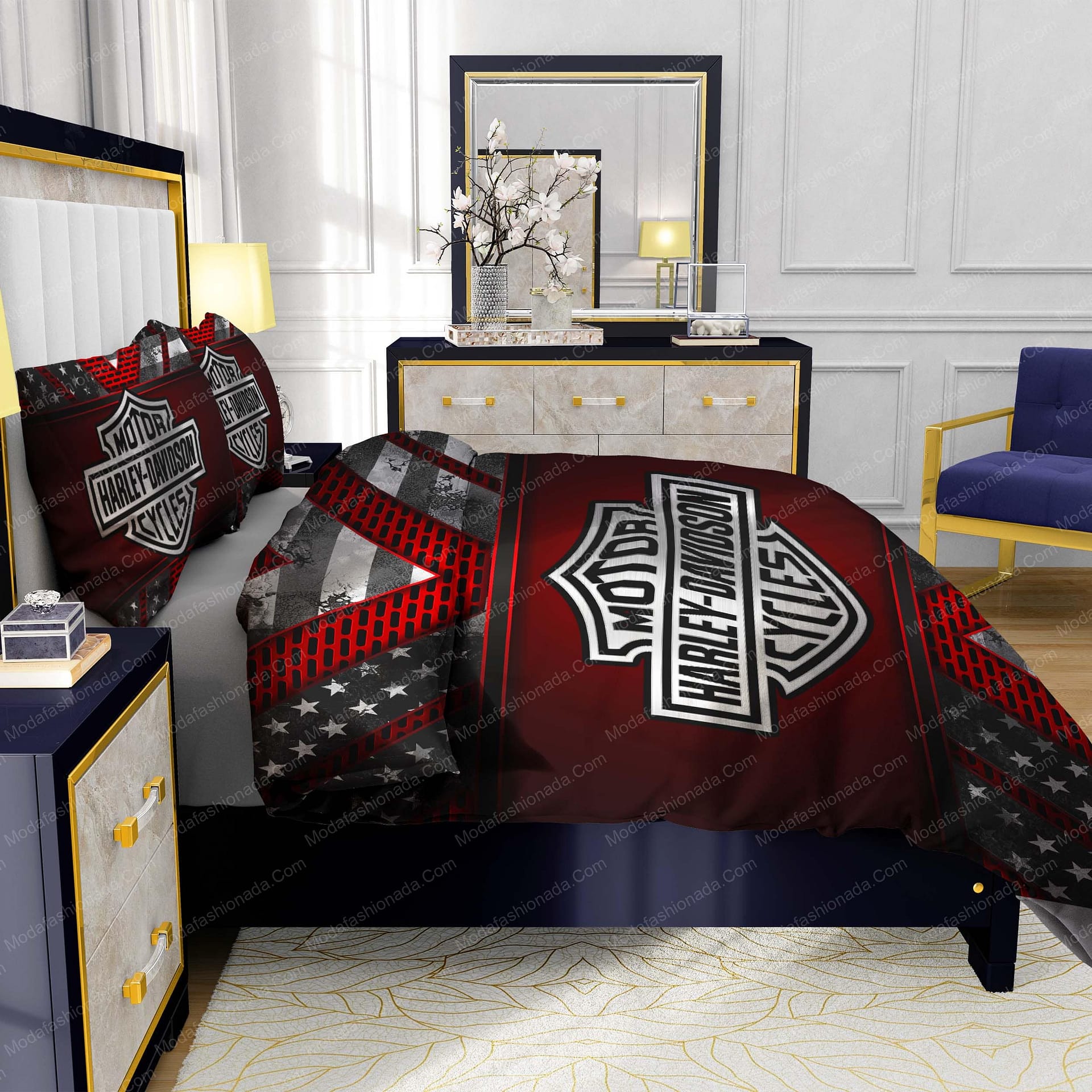 Harley-Davidson Abstract Red Background Bedding Sets - Modafashionada.Com Harley-Davidson Abstract Red Background Bedding Sets - Modafashionada.Com