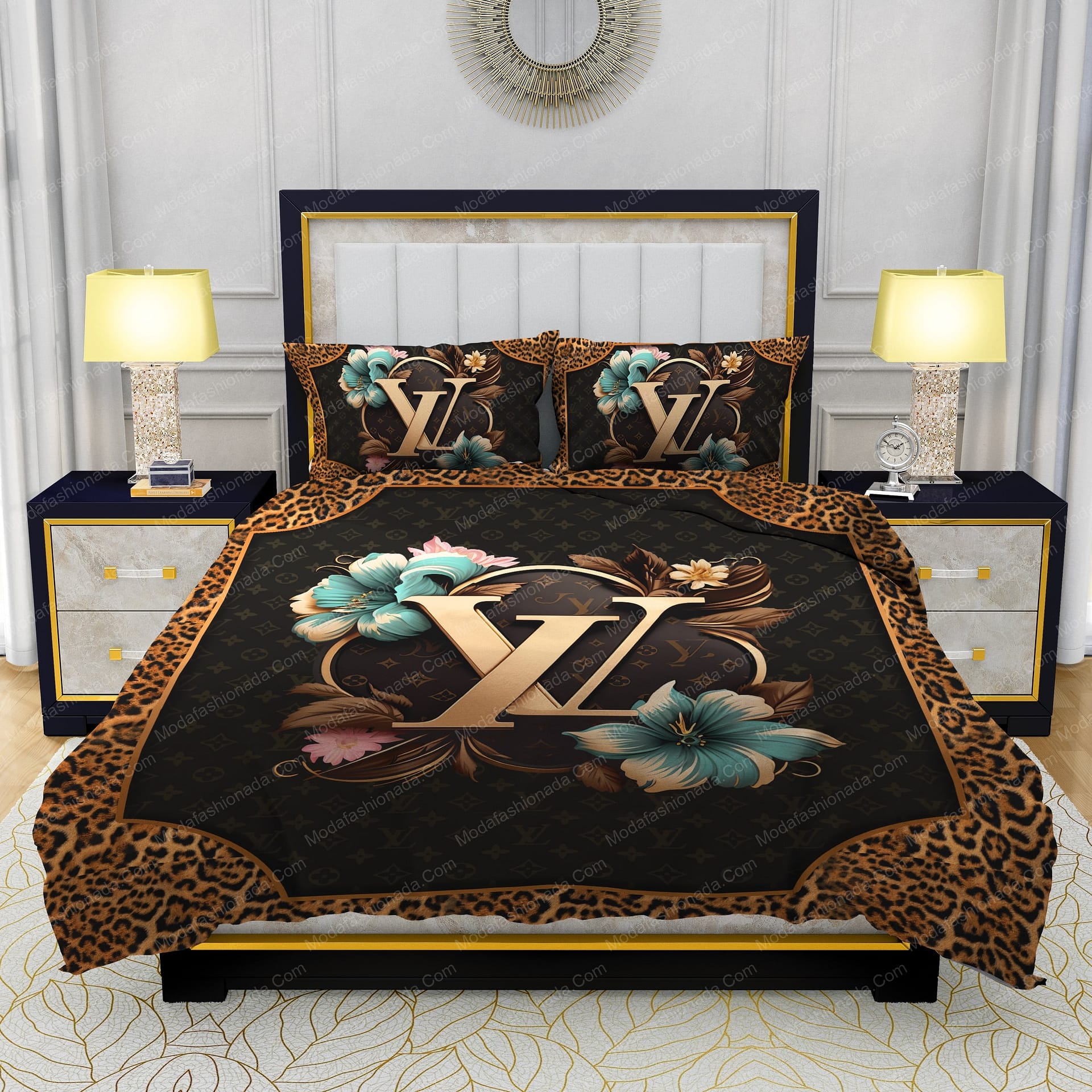 Louis Vuitton Flowers Leopard Pattern Bedding Sets - Modafashionada.Com Louis Vuitton Flowers Leopard Pattern Bedding Sets - Modafashionada.Com