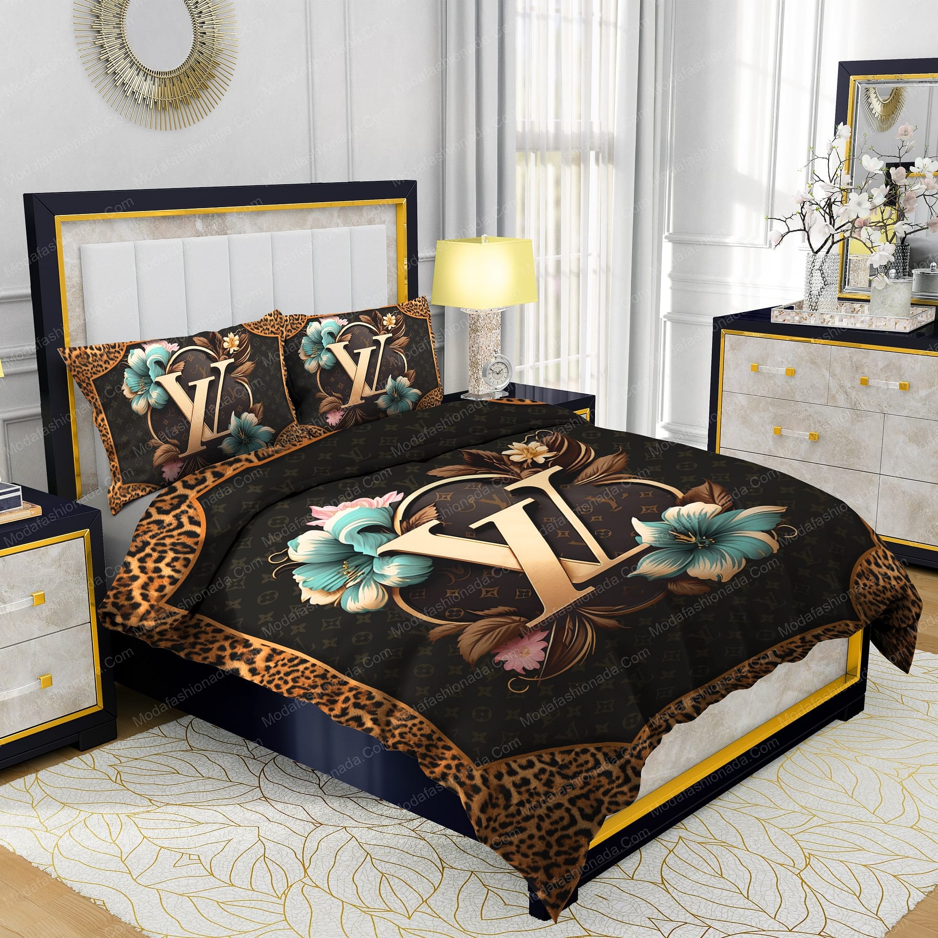 Louis Vuitton Flowers Leopard Pattern Bedding Sets - Modafashionada.Com Louis Vuitton Flowers Leopard Pattern Bedding Sets - Modafashionada.Com