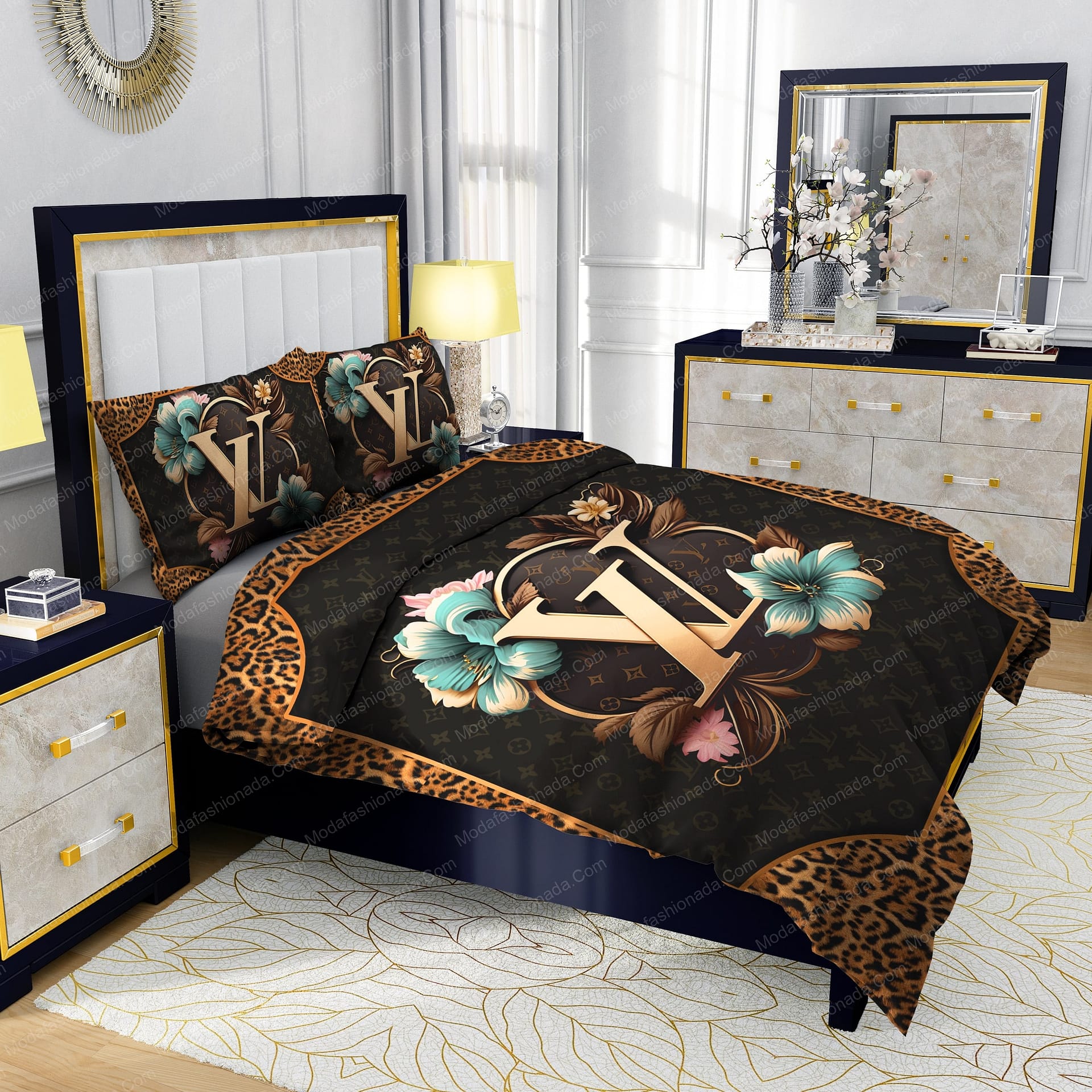 Louis Vuitton Flowers Leopard Pattern Bedding Sets - Modafashionada.Com Louis Vuitton Flowers Leopard Pattern Bedding Sets - Modafashionada.Com