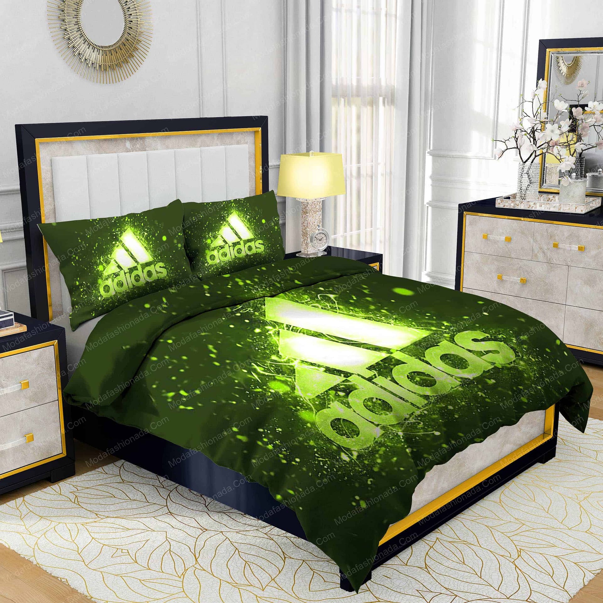 Neon Lights Adidas Logo Bedding Sets Bed Sets, Bedroom Sets, Neon Lights Adidas Logo Bedding Sets Bed Sets, Bedroom Sets,