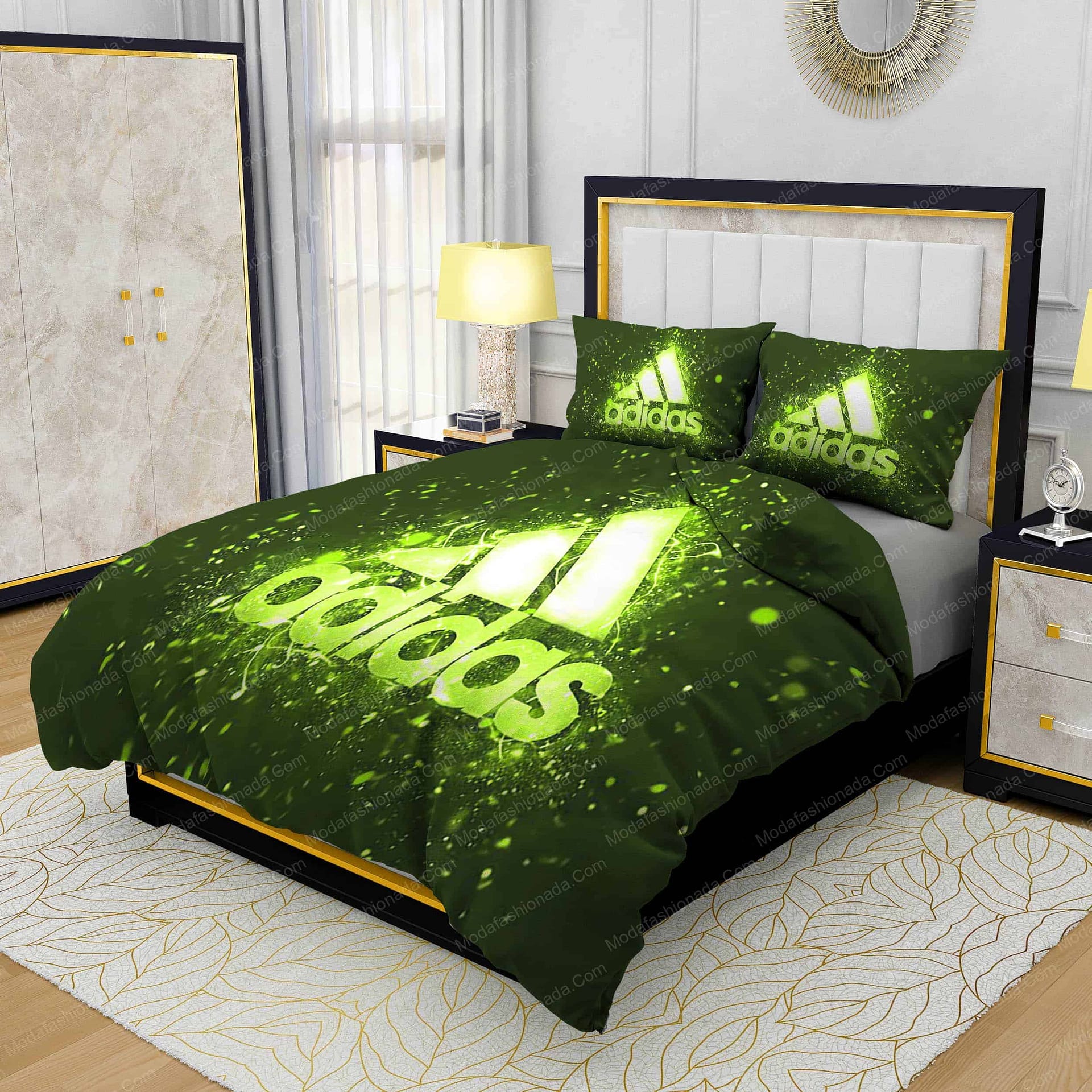 Neon Lights Adidas Logo Bedding Sets Bed Sets, Bedroom Sets, Neon Lights Adidas Logo Bedding Sets Bed Sets, Bedroom Sets,