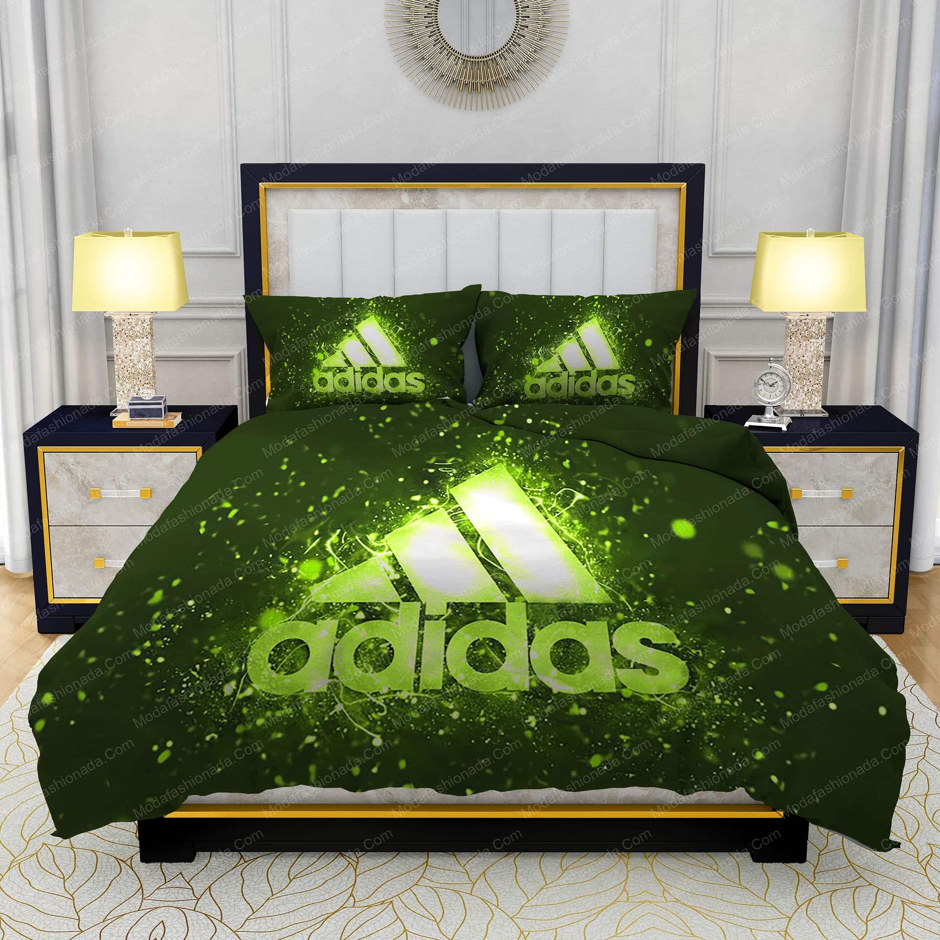 Neon Lights Adidas Logo Bedding Sets Bed Sets, Bedroom Sets, Neon Lights Adidas Logo Bedding Sets Bed Sets, Bedroom Sets,
