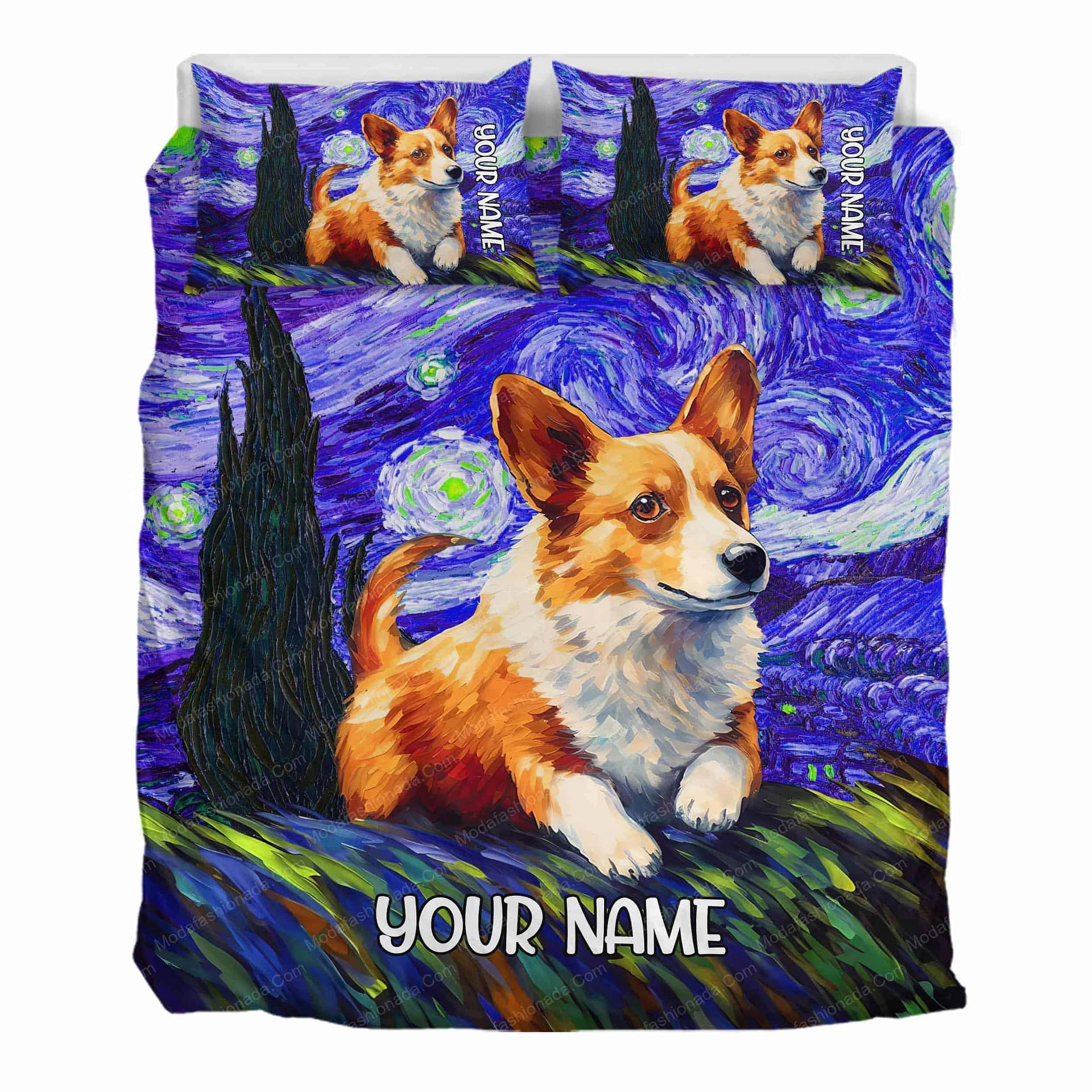 Personalized Corgi The Starry Night Bedding Sets