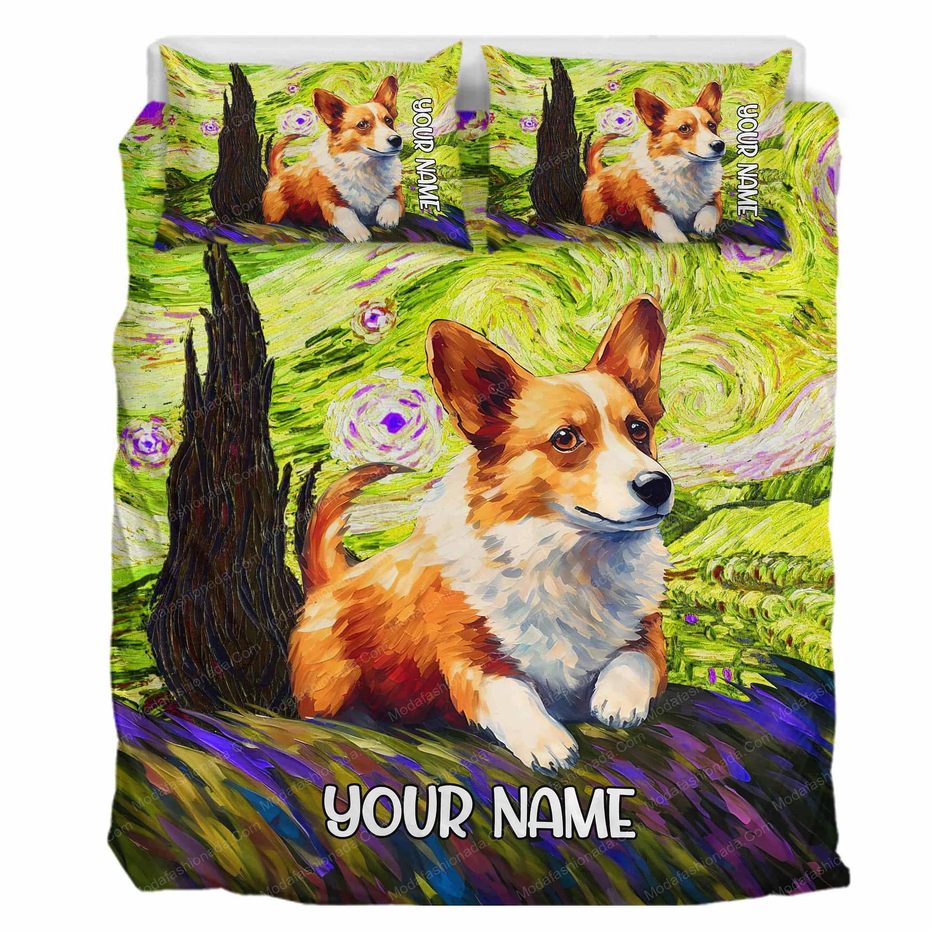 Personalized Corgi The Starry Night Bedding Sets