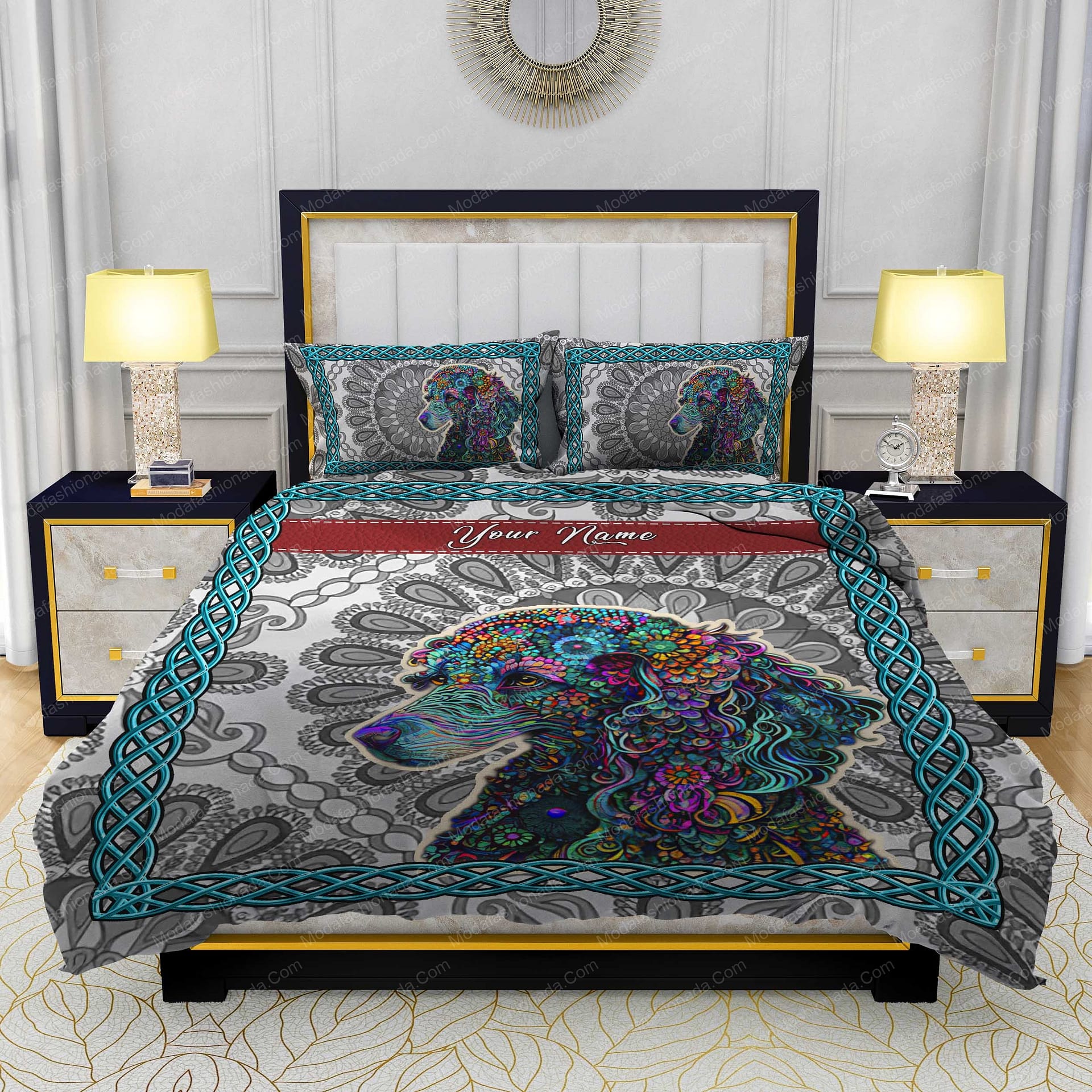 Custom Name Boho Dachshund Lover Dog Gift Bedding Sets Custom Name Boho Dachshund Lover Dog Gift Bedding Sets