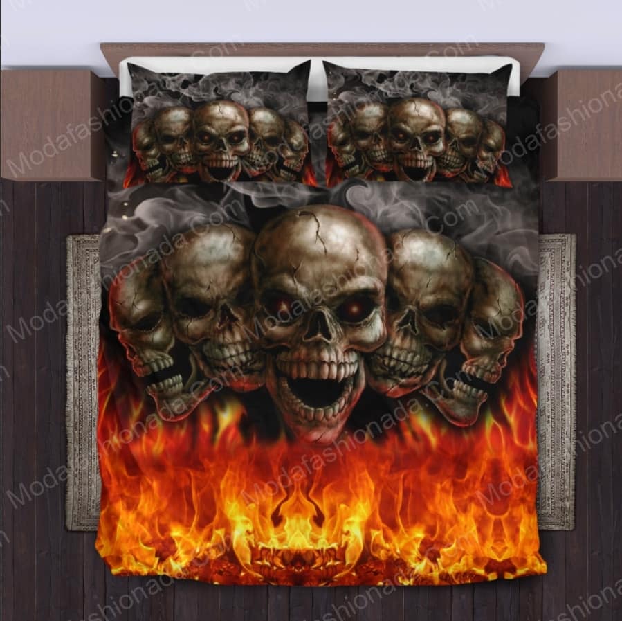 Skull In Fire Halloween Horror Nights Bed Sets Bedding Sets - Modafashionada.Com